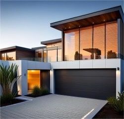 Villa khung thép Panel phần đen cửa nhà để xe tự động